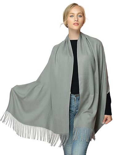 Moschen-Bayern Pashmina Stola Damen für Abendkleid Kaschmirstola Kaschmir Schal Umhang Paschmina - Blau Rauchblau
