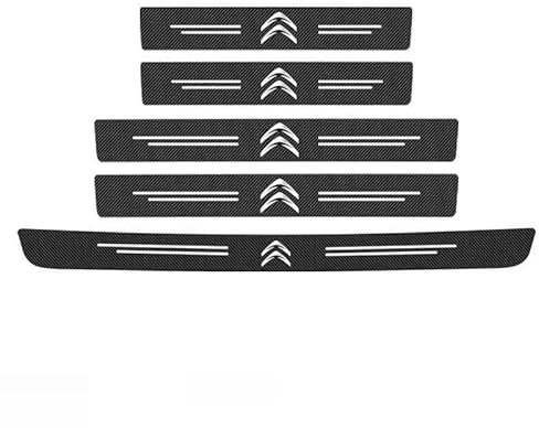DZPFDC 5 Pièces Protection Seuil de Porte de Voiture pour Citroen C4 III Hatchback (Phase I, 2020) 2020-,Protection Portiere Voiture,Fibre Carbone Seuil Porte Voiture Autocollant