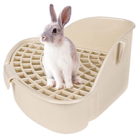 Boîte à litière de Lapin, Toilet de Lapin Triangle avec Grille, litière de Coin en Plastique pour Petit Animal de cobaye, Furet, Rat, écureuils, Chinchillas