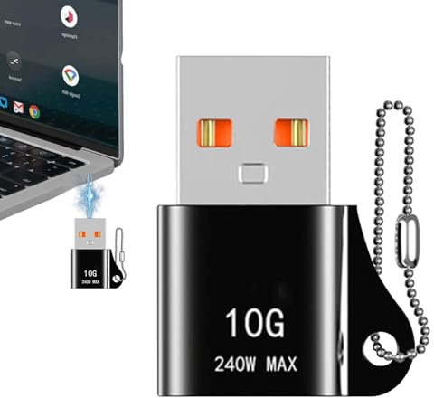Convertisseur USB à type C - Adaptateur de porte-clés à charge rapide de 10 Gbit/s. Convertisseur en alliage en aluminium durable pour téléphones portables, comprimés, ordinateurs portables, cam