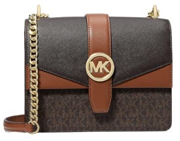 Michael Kors Jet Greenwich Umhängetasche mit Color-Block-Logo, klein, Braun