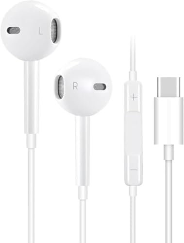 For iPhone 16e/16 Pro Max /15 Pro Max/ S25 Ultra/S25 Plus/S24 Plus/S23 Ultra Earphones, USB C Headphones, In Ear Type C Earphones With Mic & Volume Control, Hi-Fi Stereo Wired Earbuds (1 Pack)