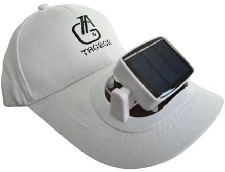 Perfeclan Sun Visor Hat with Cooling Fan, Solar Panel Powered or USB Charging Fan Visor Hat, Cooling Fan Baseball Cap, Summer Sun Hats for Hiking Outdoor Casual Cycling Beach Traveling, White