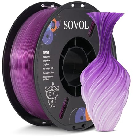 Sovol PETG Filament 1,75 mm 1 kg, Gradienten Lila | 3D Drucker Mehrfarbig Gradienten PETG Filament, Maßgenauigkeit +/- 0,03 mm