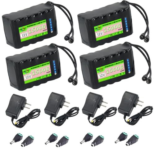 SSCYHT Lithium Battery 12V 15Ah Rechargeable Battery 12V Li-ion Batteries 15Ah Removable Batteries for Mobile Speakers for 50W - 180W Motors with Charger and Adapter,12V15Ah 4Pack
