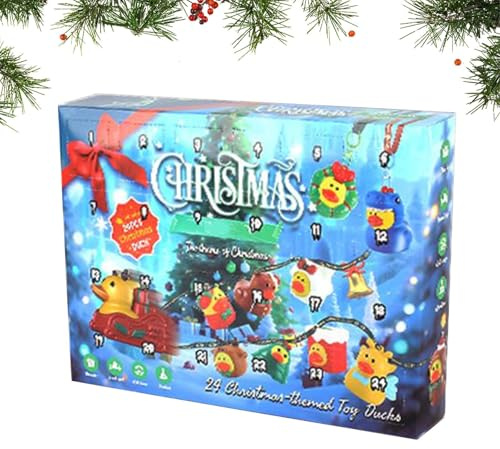 Dewireaey Weihnachts Entchen Adventskalender,Enten Badespielzeug Adventskalender Mit 24 Türchen | Geschenkideen Für Reise Schule Zuhause Badespielzeug Für Mädchen Kinder