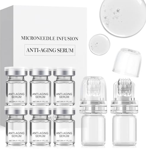 Micro Infusion Visage, Microneedling Serum, Microneedling Visage con 6 PCS Microneedling Serum+2 PCS Microneedling Hydratant, Anti-Rides, Enhances Elasticity, Hydrate en Profondeur