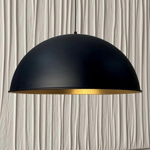 bamyum Lipeo Hängelampe Ø40 cm, Pendelleuchte Vintage, Industrial aus Metall E27, Wohnzimmerlampe Hängend, Esstisch, Küchenlampe Schwarz