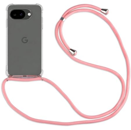 betterfon Handykette für Google Pixel 10a - Huelle mit Kordel zum Umhaengen, Transparentes Silikon Case mit Band, Schutzhülle verstellbar, Rosa