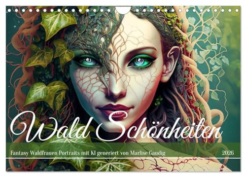 Wald Schönheiten (Wandkalender 2026 DIN A4 quer), CALVENDO Monatskalender: Fantasy Waldfrauen Portraits mit Blättern Ästen Moos Wurzeln (CALVENDO Menschen)