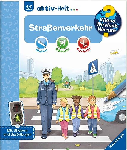 Wieso? Weshalb? Warum? aktiv-Heft - Straßenverkehr (Malen, rätseln, basteln ab 4 Jahre - mit Stickern und Bastelbogen)