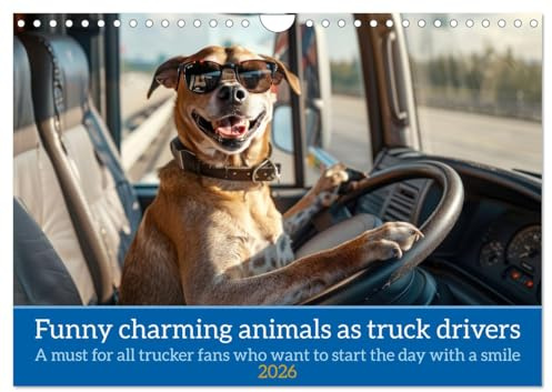 Funny charming animals as truck drivers (Wall Calendar 2026 DIN A4 Landscape), CALVENDO 12 Month Wall Calendar: For all lorry and trucker fans who want to start the day with a smile