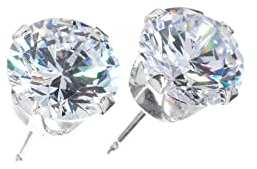 pewterhooter 925 Sterling Silver Crystal Stud Earrings For Women (Diamond White)