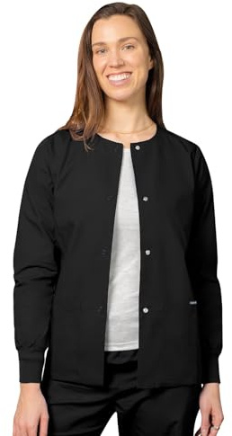 Adar Universal Damen Pflegebekleidung - Medizinische Rundhals Aufwärmjacke - 602 - Black - S