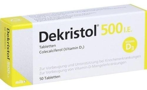 Dekristol, 500 I.E, Tabletten, für Vitamin-D-Mangel, 100 Tabletten | Vitamin-D-Mangel und Knochen, Vitamin D3, 500 I.E, Tabletten, für Säuglinge und Kinder, Packungsgröße: 100 Tabletten