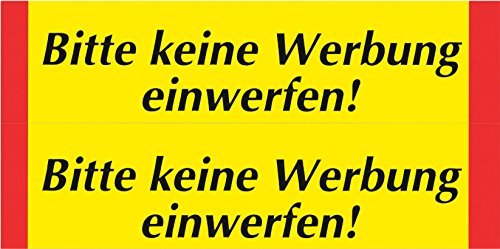 Metafranc Klebeschild Bitte keine Werbung einwerfen - 70 x 30 mm, 2 Stück / Beschilderung / Infoschild / Briefkastenschild / 501080