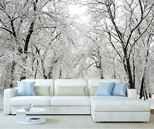 StickersWall Winter Wonderland Snow Forest Trees Landscape Scenery Wall Mural Photo Wallpaper Picture Self Adhesive 1028 (228cm(W) x 161cm(H))