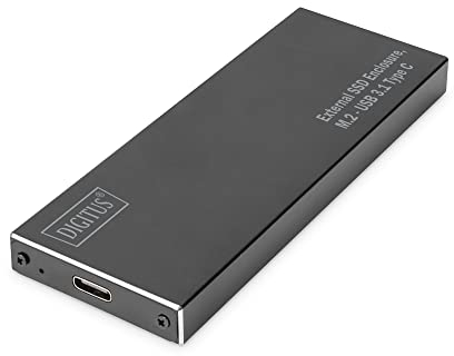 DIGITUS Externes USB 3.1 SSD-Gehäuse für M.2-SATA-SSDs - SATA III - M.2-Modultyp 2280, 2260, 2242, 2230 - bis 10 Gbit/s - UASP - inkl. USB-C-Kabel - Schwarz