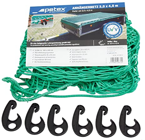 PETEX 43199013 Anhängernetz, 3 x 4 m, grün