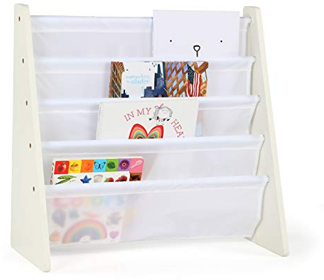 Humble Crew Libreria per bambini con 4 ripiani, scaffale per bambini, scaffale per libri, bianco/bianco