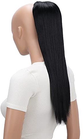 CAISHA 55cm Haarteil Nina mit Kordelverschluss Zopf Haarverlängerung Glatt Schwarz PH501