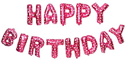 Happy Birthday Folienballon Girlande 40 cm - Alles Gute zum Geburtstag Ballon Geschenk Deko Schriftzug Girl Boy Party 18 Kinder bunt Dekoration Luftballon XXL Luftballon mini (Pink mit Herzen)