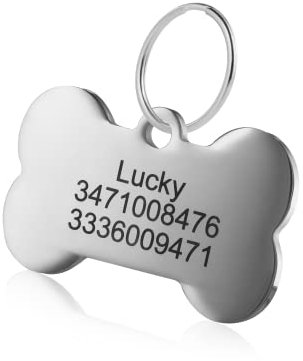 KSZ Médaille Chien et Chat Identification Gravure Personnalisé Prénom Adresse Tel en Acier Inoxydable avec Service Gratuit de Gravure pour (M,OS)
