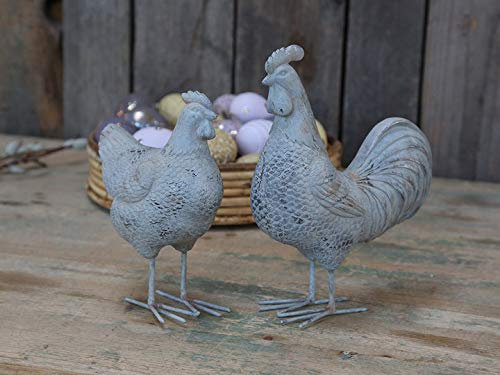Chic Antique Hühner 2er Set (Franz. grau, Osterdeko)