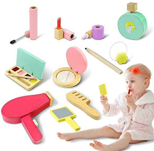 Geschenk Mädchen 3 4 5 Jahre Kinderschminke Kinder Spielzeug Mädchen Schminkset Schminksachen Schönheit Holzspielzeug Prinzessi Kosmetikset Mädchen Kinder Rollenspiel Spielzeug ab 3 4 5 Jahre