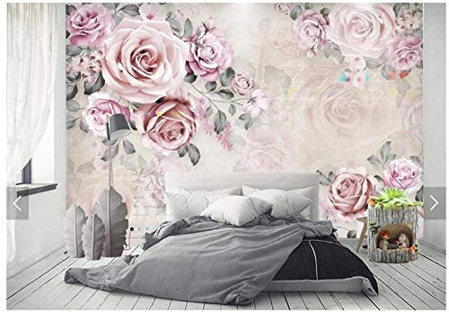 papier peint panoramique 3d tapisserie photo murales papier peint intissé poster geant décor mural moderne Trompe Loeil 400x280cm floral vintage rose