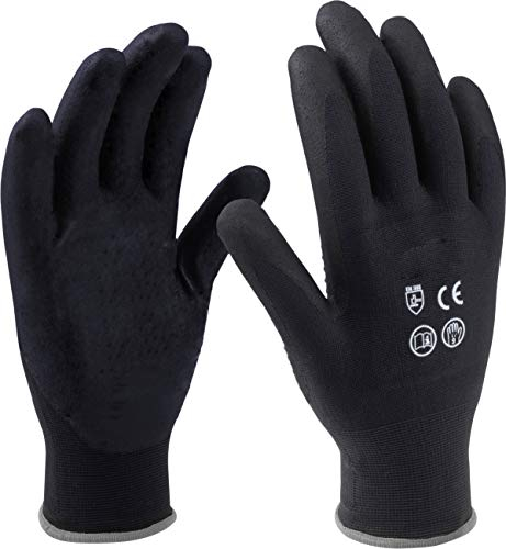 Meister Handschuh Gr. 9 / L - Schwarz - 12 Paar im praktischen Set - Beschichtete Innenhandflächen - Gute Griffigkeit & Tastempfinden / Schutzhandschuhe / Montagehandschuhe / 9004200