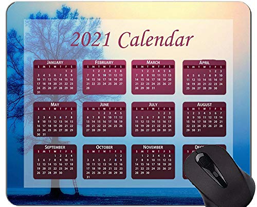 Kalender 2021, Morgen Morgen Nebel Landschaft Maus Pad mit genähten Kanten