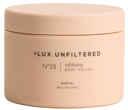 + Lux Unfiltered No 28 Peeling-Körperpolitur – Feuchtigkeitsspendendes und feuchtigkeitsspendendes veganes Körperpeeling (Santal)