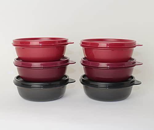 Tupperware Fridge Hit-Parade 300 ml 2 x Black, 2 x Wine Red, 2 x Red, Mini Panorama, Mini Cup Light Blue Food Storage Container Modern Cylindrical Container 13.0 cm Diameter, 5.0 cm Height