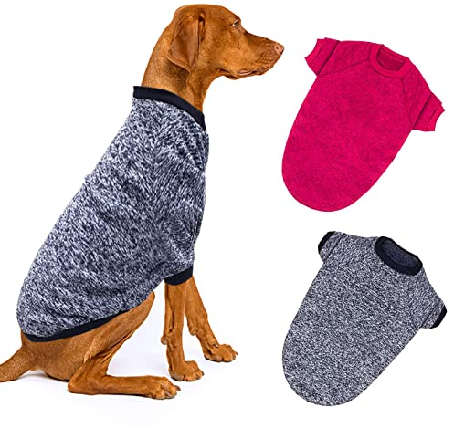 SUPJADE 2Stück Große Hundepullover Pullover Hunde Outfits Kleidung Bekleidung für Winter Warm Urlaub Winterhunde Klassischer Strickpullover Weihnachten Haustier Kostüme L