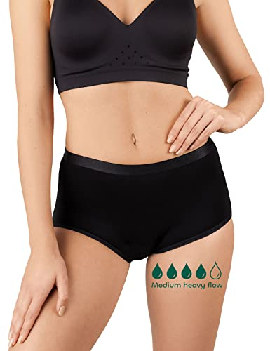 BeMee Daytime High Waist Hipster, Perioden-Unterwäsche mit hoher Taille, Oekotex Zertifiziert, Bambus-Viskose frei von Schadstoffen, schwarz, Größe S, Einzelpack