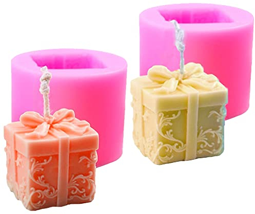 Dtoterul Moule à Bougie en Silicone 2 Pièces DIY Bougies Moule Moule à Savon Moules pour Bougies Moule à Bougie Bricolage Moule Boite Bougie pour Décoration de Gâteau Mariage