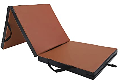 UNDERFIT Weichbodematte Gymnastikmatte Turnmatte Klappbar Sportmatte Fitnessmatte Spielmatte Faltbar Klappmatratze Weichbodenmatte Akrobatik Matte Yoga Matratze Dicke 6 cm 180x60x6 cm (Braun)