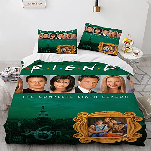 PTNQAZ 3D Friends Bettwäsche-Set TV-Show Bettbezug-Sets mit Kissenbezügen, Bettbezügen, Bettwäsche, Bettwäsche (Einzelbett, 4)