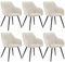Juskys Esszimmerstühle 6er Set Tarje mit Rückenlehne & Armlehne, Metallbeine, Samt Bezug, bis 110 kg belastbar, 6 Stühle Esszimmer Küche Küchenstühle - Sand