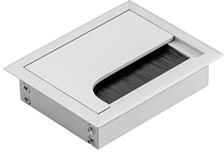 GTV - Boquilla para Cables Merida - Pasacables con Tapa de Apertura - Pasacables Rectangular Organizador de Cables para Muebles, pasacables para la instalación en la encimera/80 x 100 mm/Plata