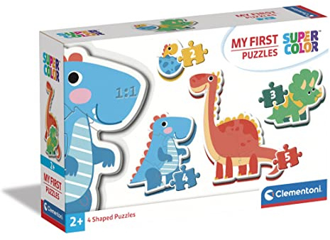 Clementoni - 20834 - Supercolor Puzzle - Dinosaurs - 3+6+9+12 Pieces, Jigsaw Puzzle For Kids Age 2, Cartoon, Made In Italy