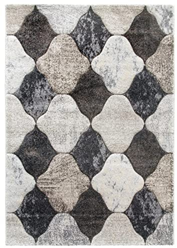 SrS Rugs® Impulse - Area Rug for Living Room, Bedroom, Hallway Runner Rug - Abstract Geometric Design - Provides Home with Comfort and Warmth (Greige Coblo, 200cm x 300cm)