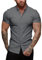 URRU Men's Muscle Dress Shirts Slim Fit Stretch Short Sleeve Casual Button Down Shirts for Men Dark Grey XXL