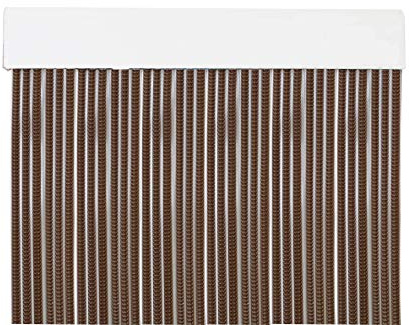 MERCURY TEXTIL Cortina para Puerta Tiras PVC 210x120cm,Cortina para Puerta Exterior (Marron+filo Transparente P13)