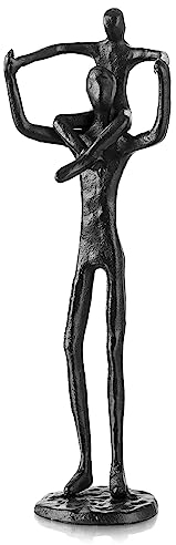 Sziqiqi Papa Sohn Eisen Figur Geschenke - Vater und Sohn Liebe Skulptur Dekor für Vatertag Geburtstag Weihnachten Sympathie Geschenke Schwarz Familie Statue für Neue Papa Stiefvater Sohn Großvater