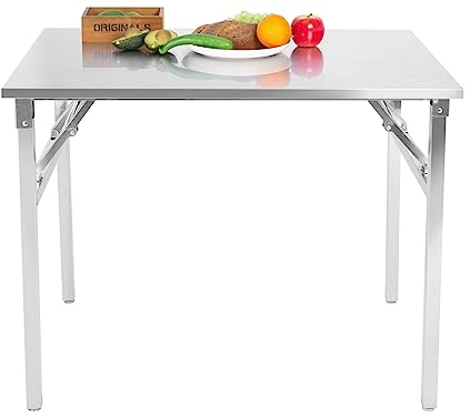 ZONERUI Kleiner Edelstahl-Klapptisch, tragbar, für Camping, Picknick, Party, Esstisch, keine Montage, stabil, klein, Klapptisch, Küchenvorbereitungstisch (81,3 x 40,6 cm)