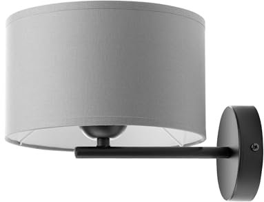 Miratic Wandlampe Innen Wandlampe e27 Modern Wandleuchte Innen E27 Fassung, Max 60W Lampenschirmmaterial: Textil (Leuchtmittel nicht im Lieferumfang enthalten) (Grau)(Glühbirne fehlt)