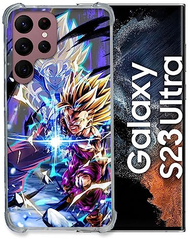 Cokitec Schutzhülle aus Hartglas für Samsung Galaxy S23 Ultra Manga Dragon Ball Sangohan Duo