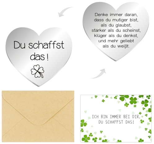 Du Schaffst Das Glücksbringer, Herz Glücksbringer Edelstahl, Mutmacher Geschenk, Aufmunterung Geschenke für Familie Freund Kollege Prüfung Abitur Gute Besserung Abschied Schön Festivaldekoration